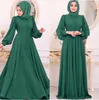 Kvinnor muslimska hijab klänning 2022 solid knapp chiffong eid mubarak fest kväll lång klänning arabisk turkisk islamisk kläder