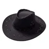 Bérets Parent-enfant Western Cowboy Chapeau avec corde coupe-vent Hommes Femmes Casual Large Bord Jazz Cap Daim Cowgirl Halloween Cosplay CapBérets