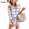 Wide Leg Belted Rands Romper Women Long Sleeve Rompers for Women Off Shoulder Playsuit Summer Jumpsuit Preppy Casual Bodysuit T200113