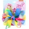 5" JoJo Siwa Schleifen Haarspange Kinder handgefertigt metallisch bedruckt Regenbogenband Knoten Jumbo Haarnadel Mode Haarschmuck für Mädchen AA220323