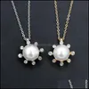 Pendant Necklaces Sun Flower Pearl Necklace Jewelry Wholesale Imitation Diamond Little Ne Baby Dhqau