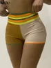 Kliou Bloqueio de cores Shorts Mulheres bainha elástica da cintura Média da cintura Casual Shaping Calças Limite ativo Feminino Feminino 220630
