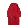 Męskie okopy płaszcze mężczyzn luźne, swobodna długa kurtka płaszcz odzieży wierzchnia męskie kobiety vintage streetwear Hip Hop Red Cardigan Windbreaker Overcoat 220826