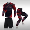 3 pçs conjunto masculino treino esportes terno ginásio de fitness roupas compressão correndo jogging esporte wear exercício rashguard masculino w220418