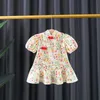 Sukienki dla dziewczynki Urodzone niemowlęta dziewczyny Summer z dużą dziobową sukienkę księżniczki 1 2 3 lata kwiatowy z krótkim rękawem bawełniany strój Toddlergirl's