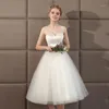 Partykleider Weißes Heimkehr-Tüll-Patchwork Elegantes rückenfreies Hochzeitskleid Rückkehr nach Hause Abschlussball 2022
