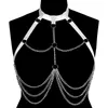 Ligas Goth Bondage Body Arnés Cadena Sujetador Top Tallas grandes Lencería Pecho Cinturón Cinturón Punk Moda Metal Chica Festival Accesorios de joyeríaGart