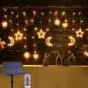 Strings 3,5 m 138LLES Święta Święta Outdoor Solar Light Fairy Star Księżyc Kurtyn Szybka na świąteczne Gaza ogrodowa Dekorowana dioda LED