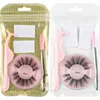 Faux cils de vison 3D naturels avec bande de colle pince à épiler brosse croix longue et épaisse faux cils sans cruauté douce extension de cils maquillage