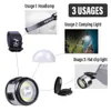 3 In 1 Multi-function LED Headlamp Rechargeable Cap Clip Lamp Camping Lights with Strong Magnet with Red and White Lamps