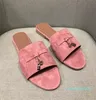 Fashion-Summer slides embellished suede slippers sandals leather open toes casual flats for women Luxury Designers footwear