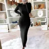 Günlük Elbiseler Chic Örme Kazak Elbise Moda Jakarlı Örgü Kadın Bodycon Kadın Parti Gece Robe Femme Zarif Vestidos Trend