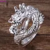 Cluster Rings S990 Sterling Silver For Men 2022 Dragon Head Domineering Hand Ornaments Pure Argentum Jewelry WomenCluster Edwi22