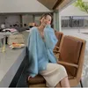 Women's Knits & Tees 2022 Autumn Winter Bright Silk Loose Mink Cashmere Sweater Coat Lazy Style Women Soft V Neck Lantern Sleeve Cardigan Ja