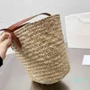 Sac à main tissé en cuir pour femmes, fourre-tout de vacances, panier de plage, sacs à bandoulière d'été de styliste, seau de grande capacité, 2022