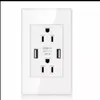 US Socket With 2 USB Port Charger 5V 2100mA 3100MA White Wallpad Luxury Wall Double USB Electric Power Outlet PC Panel 15A