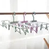 Hängar rack multifunktionella plast fällande hängare 12 klipp fällbara för att torka underkläder strumpor handduk balkong som inte är halkhushåll