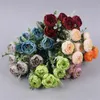 ONE Fake Flower Round Peony (6 Heads/Bunch) 14" Length Simulation Autumn Paeonia for Wedding Centerpieces