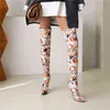 Boots Printed Over-the-Knee New European American Style Be Super High Heel Silver Siverse 43 220709