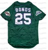 Xflsp GlaC202 25 Barry Bonds 1998 All-Star Game National Baseball Jersey Verde Uomo Donna Giovani Tutte le maglie cucite