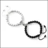 Brins de perles bracelets bijoux attrayant charme de charme à distance minet couple perlé 2pcs / set amitié perles de pierre naturelles Bracel tressé de yoga