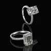 Pierścienie Prawdziwy 925 Srebrny Pierścień Szmaragdowe Cut Square Diamond Wedding Wedding For Women Luksusowy Propozycja Zaangażowanie