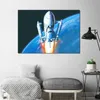 Duk målar rymdskeppsaffischer abstrakt tryck väggkonst för vardagsrum pojkens rum dekoration rymdskepp bilder heminredning