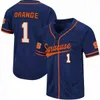 Chen37 Personnalisé NCAA College Syracuse Orange Baseball Maillots N'importe quel Nom Numéro Cousu Chemises Taille S-4XL Blanc Orange Puple Marine Gris