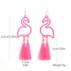 Dangle & Chandelier Two Heads Tassel Hollowed-out Rose Pink Flamingo Drop Earrings Friendship GIft JewelryDangle