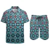 Męskie dresy dla mężczyzn Kwiat Hippy Art Art Vacation Men Zestawy Krótkie rękawy Nowoczesny design Casual Shirt Set Shorts 2 -Place