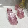 Designer Sandals Crystal Jelly Slip On Transparent Shoes Candy Color One Line Fashionable Waterproof Outdoor Beach Women Slippers5127197
