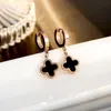Simple Design Clover Charm Earring Rose Gold Titanium Steel Huggie Earrings Jewelry for Women