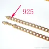 Amberta Stempel 925 Geel Solid 24k Goud GF Link Chain Heren Curb Cubaanse Ketting 600 10mm Italy293o