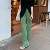 Pantaloni da donna Capris Hzirip Plaid verde diviso vita alta drappeggio sottile sciolto 220823