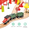 Conjuntos de trilhos de trem de trem de madeira com trens magnéticos brinquedos de rampa de ponte para crianças bebê bebê