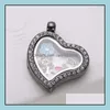 Lockets halsband hängsmycken smycken toppklass Fashion Heart Floating Locket Diy Transparenta Glass Frames Floatings Charms Wholesale Ship Dr