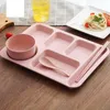 DINING SETS Sets Student Lunchboxen Tarwe Stro Bento Box met compartimenten servies voor kinderen Home School Picnic Microwave ContainerDin