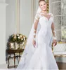 Custom Made 2022 Beautiful Court Train Illusion Transparent Back Beaded Lace Mermaid Spring Wedding Dresses Bridal Gowns