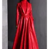 Nerazzurri High Quality Red Black Maxi Pu Leather Trench Coat for Women Long Skirted Elegant Overcoat Fashion 5xl 6xl 7xl 220815