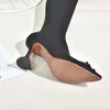 Kvinndesigner Amina Muadi Horseshoe Heel Boots Black Pointed Toe Boot Over Knee Desert Boots Str￥lande Crystal Winter Shoes No389