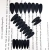 False Nails Extra Long Black Matte Fake Reusable Solid Color Ultra Thin Trendy Oval Sharp End Stilettos With Glue StickerFalse