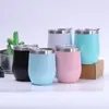 Drinkware 12oz tomma tumlar äggformade vinglas dubbla vägg muggar rostfritt stål tumlar med lock grossist