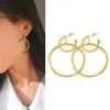 Trendy Exquisite Zircon Hoop Earrings For Women Classic Korean stud Geometric Double Circle Gifts Fashion Jewelry designer women Copper charms earring gold Color