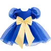 Robes de fille fête d'anniversaire princesse robe pour filles infantile dentelle enfants demoiselle d'honneur fille bébé couleur unie vêtements