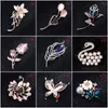 Pins Brooches Assorted Styles Opal Stones Flower Plant Animals Brooch Fashion Decoration Jewelry Collections Pearl For WomenPins