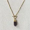 Wholesale Rose Purple Quartz Neckace,Natural Healing Crystal Piont With 17Inches Gold Stick Chain Jewelry NC0925 Pieces