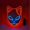 Neue Dämon Slayer Fuchs Maske Halloween Party Japanische Anime Cosplay Kostüm LED Masken Festival Gunsten Requisiten EE