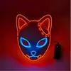 Nuevo Demon Slayer Fox Mask Fiesta de Halloween Anime japonés Cosplay Disfraz Máscaras LED Festival Favor Props EE