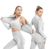 2Women's Racksuit Yoga Set Workout Women Sportswear Gym Clothing Fitness Long Sleeve Crop Top High Waist Leggings Sports Suits 220513