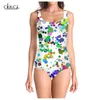 Colorful Paint Splatter 3D Print Fashion Sleeveless Sexy Onepiece Swimwear Summer Girls Ladies Beach Swimsuits 220617